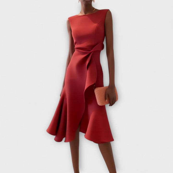 Sheila™ | Asymmetric Draped Midi Dress