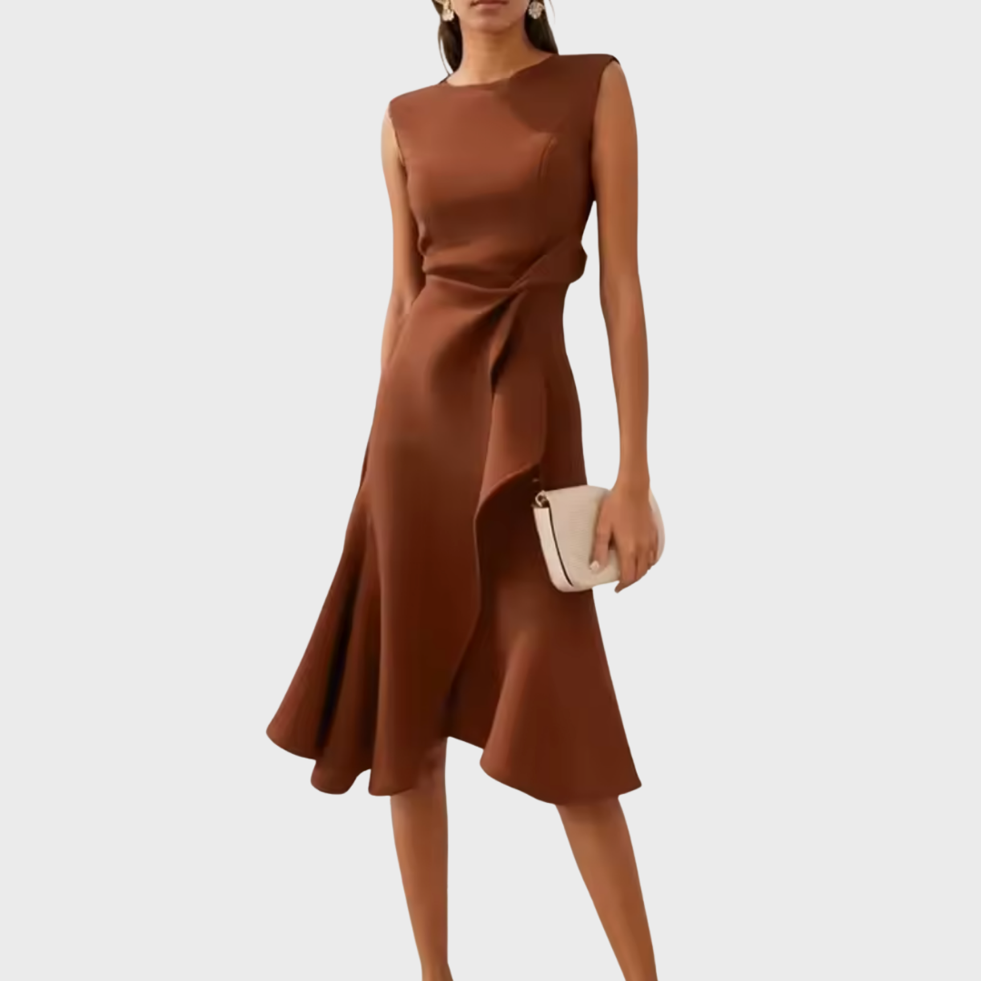 Sheila™ | Asymmetric Draped Midi Dress