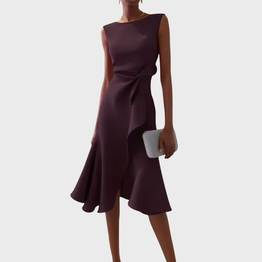 Sheila™ | Asymmetric Draped Midi Dress