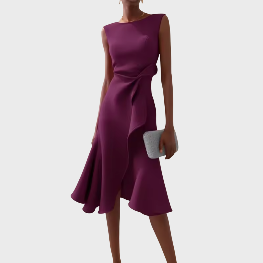 Sheila™ | Asymmetric Draped Midi Dress