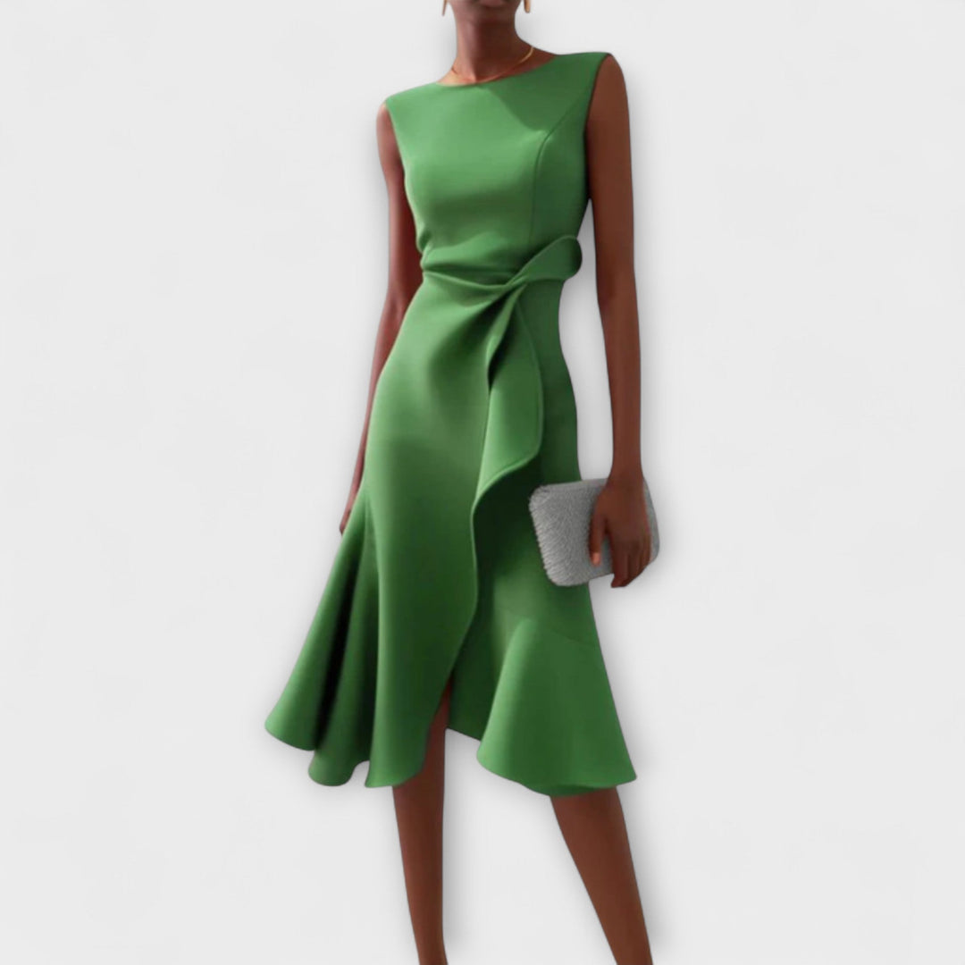 Sheila™ | Asymmetric Draped Midi Dress