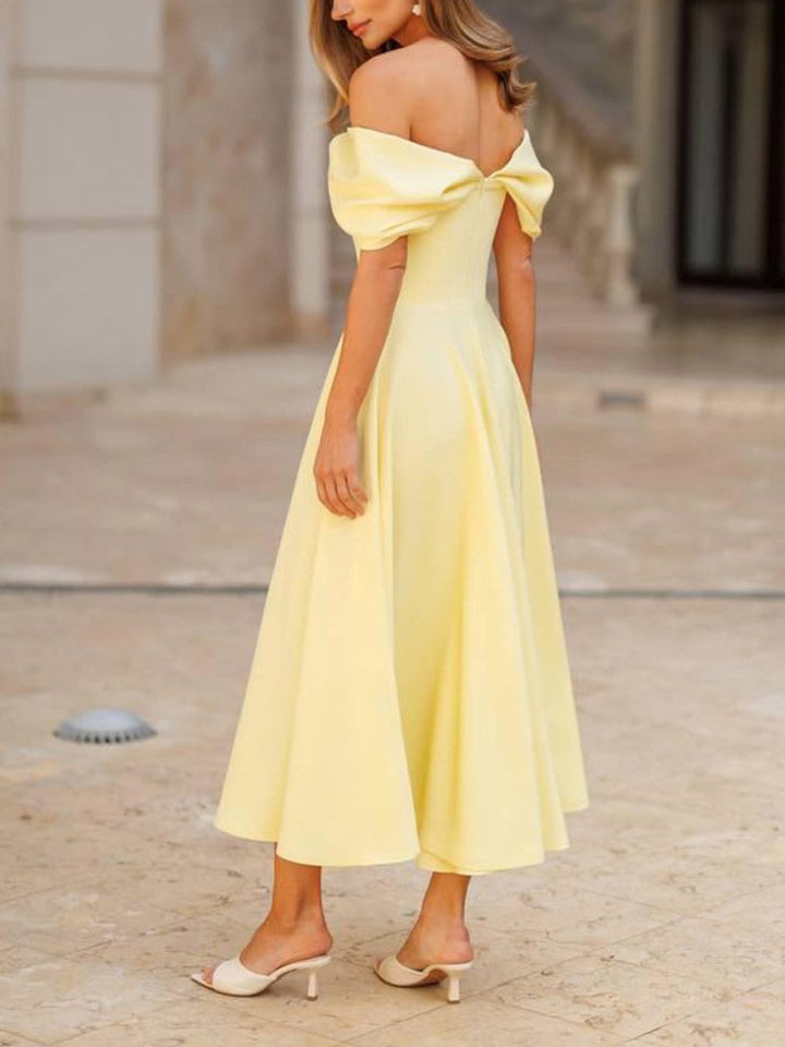 Candela | Elegant Off-Shoulder Draped Maxi Dress