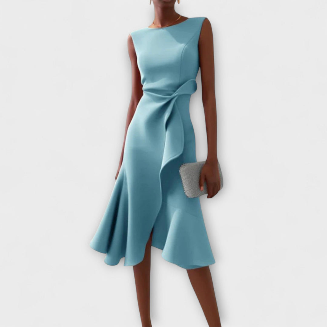 Sheila™ | Asymmetric Draped Midi Dress