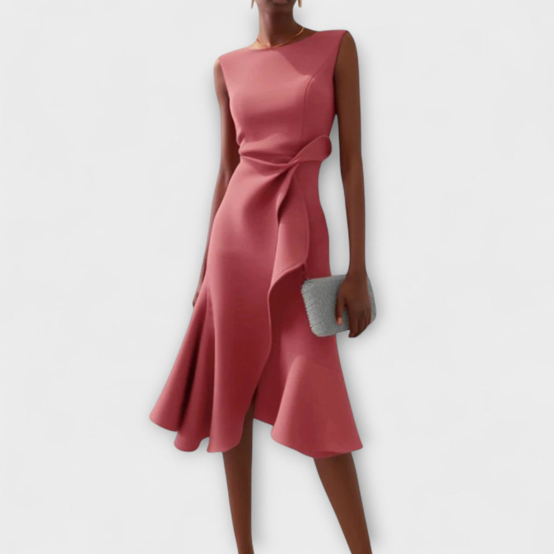 Sheila™ | Asymmetric Draped Midi Dress