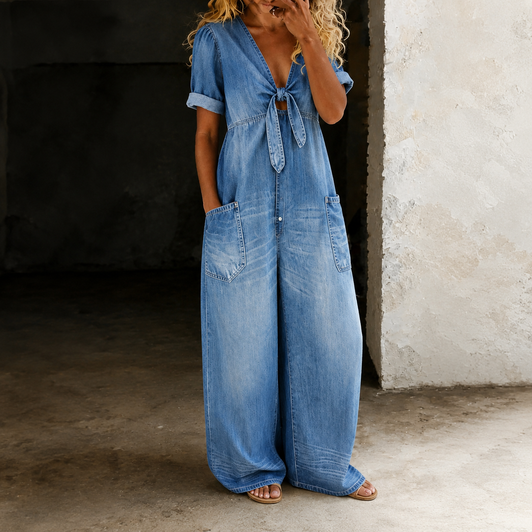 Maya | Wide-Leg Denim Jumpsuit