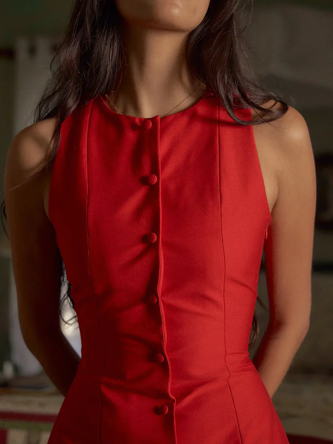 Rosa | Sleeveless Button-Front Mini Dress