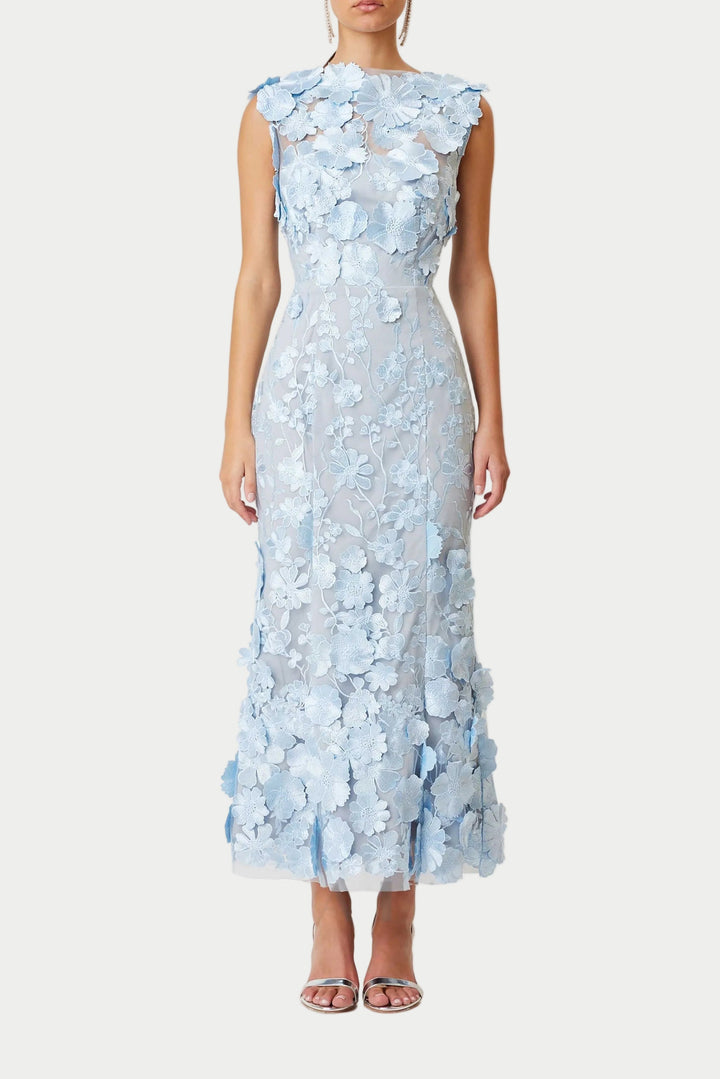Selene Cocktail Midi Dress in Blue