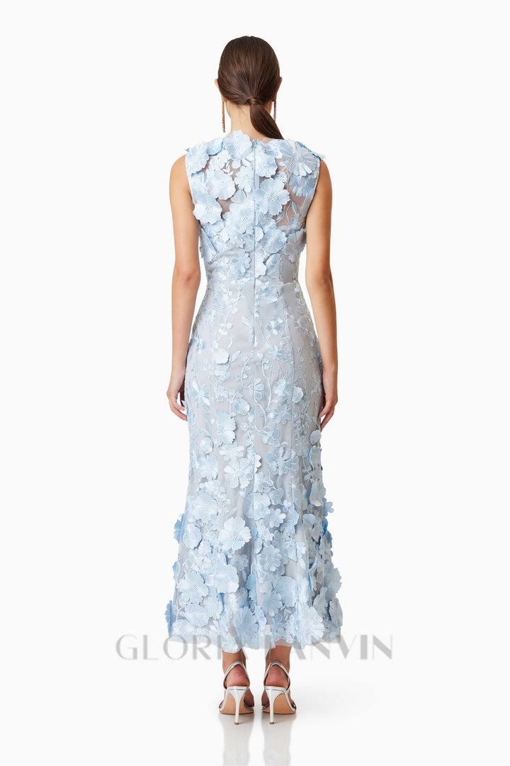 Selene Cocktail Midi Dress in Blue