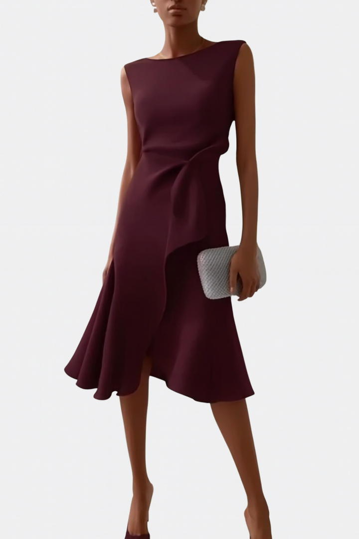 Sheila™ | Asymmetric Draped Midi Dress